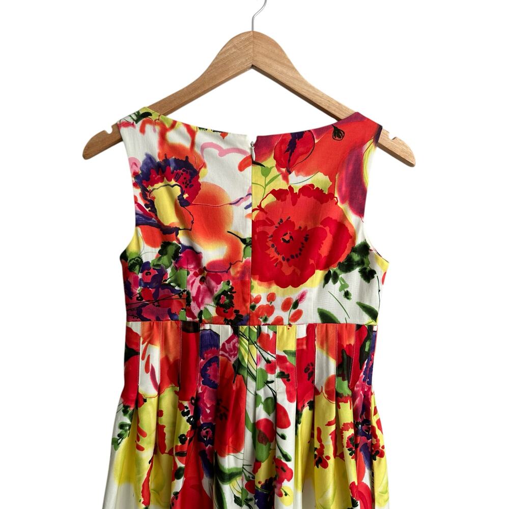 Eliza J Sleeveless V Neck  Floral Romantic Pockets Fit Flare Cotton Dress Size 2 - Picture 6 of 8